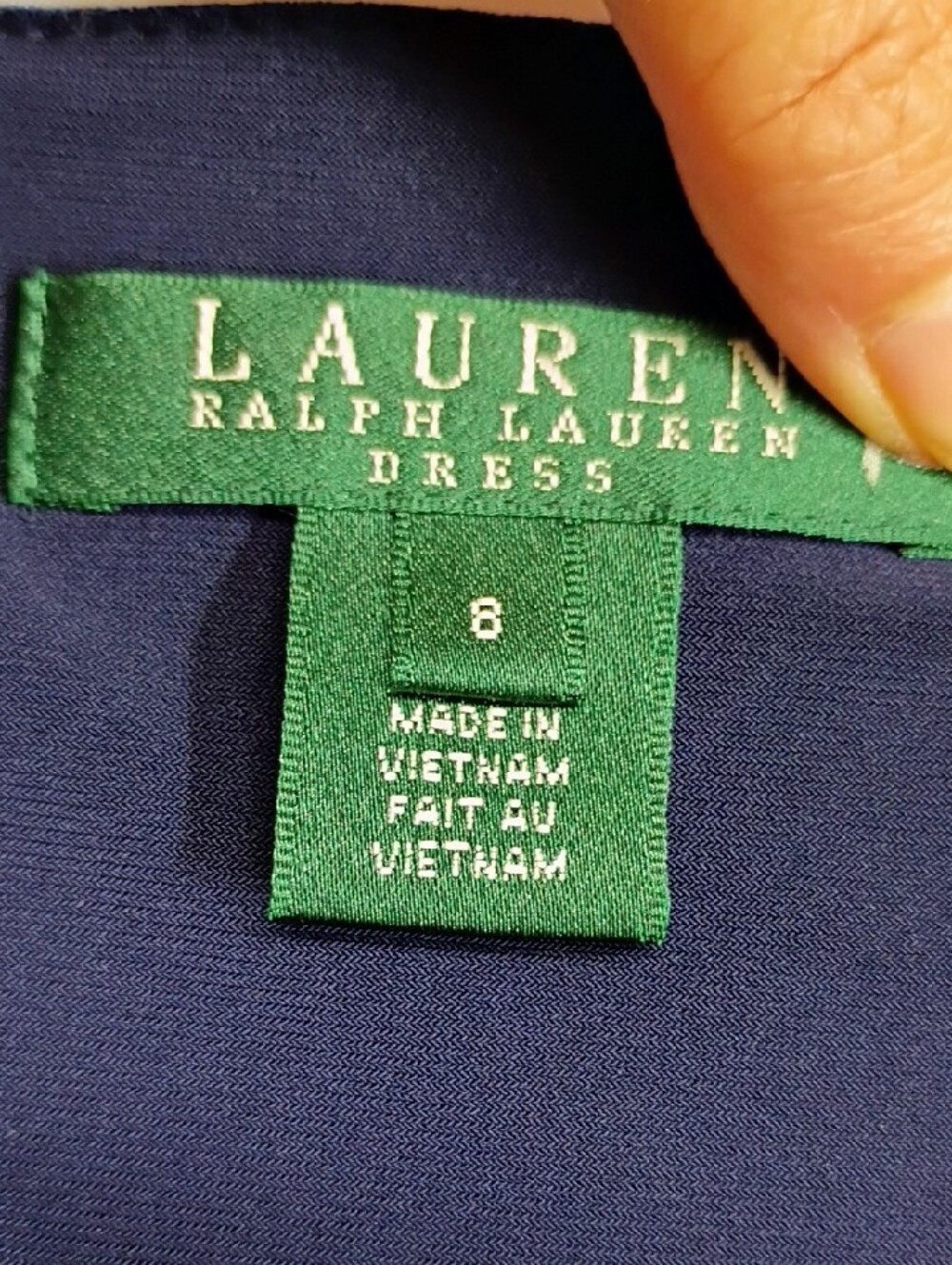 Lauren Ralph Lauren Blue Patterned Wrap-Style Midi Dress Size 8 - Picture 7 of 9